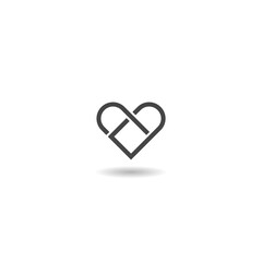 Heart abstract logo icon with shadow