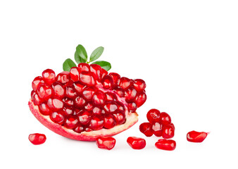 Ripe pomegranate fruit isolated on a white background