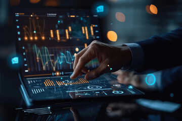 Entrepreneur Interpreting Data on Digital Chart