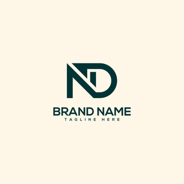 Alphabet initial letter ND DN logo design template - vector.