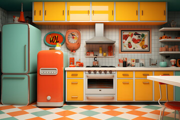 Retro kitchen with a vibrant pop art theme