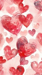Seamless pattern for Valentine's day, modern watercolor 3d wallpaper, intricate heart patterns