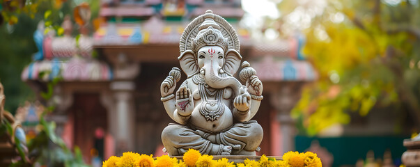 Lord ganesha sculpture at temple. Lord ganesh festival. - obrazy, fototapety, plakaty