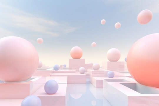 Abstract Geometric Sphere: Modern Pink Shape on a Minimalistic White Background