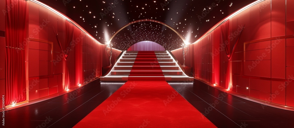 Wall mural Captivating Red Carpet Entrance Sideways: A Stunning Display of Red Carpet Entrance Sideways Glamour