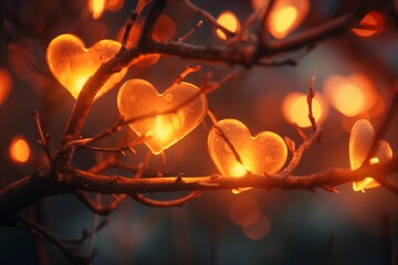 Heart-Shaped Bokeh Lights on Tree Branches