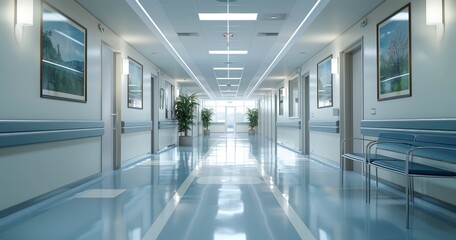 Navigating the Pristine and Illuminated Hallways of a Modern Hospital