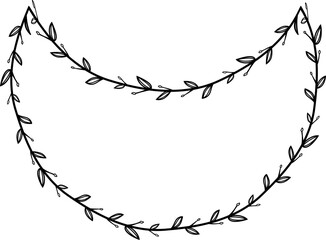 Crescent shape Flower wreath frame leaf vector floral border picture frames Branch laurel botanical silhouette black elements decoration greeting wedding frames