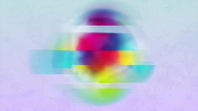 Colorful distorted circle abstract geometric grunge background. Liquid holographic gradient glitch sphere. Seamless looping motion design. Video animation Ultra HD 4K 3840x2160