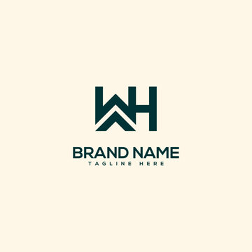 Alphabet initial letter WH HW logo design template - vector.
