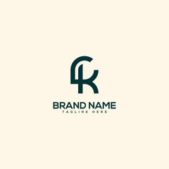 Alphabet initial letter CK KC logo design template - vector.