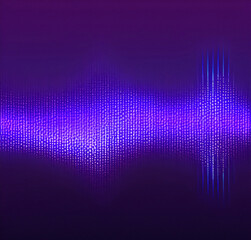 Sound wave background. Abstract equalizer background. Futuristic template. Banner for presentation or product. Purple, blue backdrop with copy space