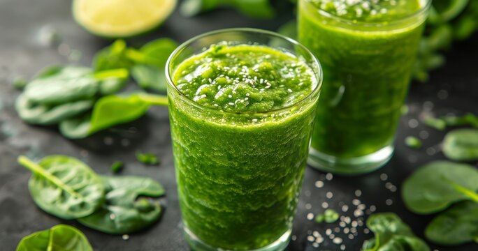 A Delectable Green Smoothie, Infused with the Goodness of Fresh Spinach and Vegetables
