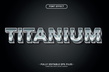 3d titanium editable font text effect - obrazy, fototapety, plakaty
