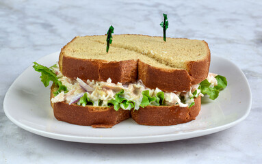chicken salad  sandwich with onions and  celery