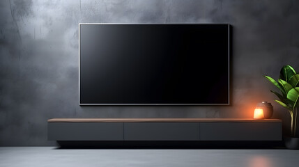 smart tv blank screen hanging on modern interior
