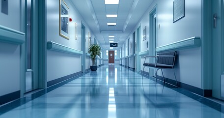 Navigating the Pristine and Illuminated Hallways of a Modern Hospital