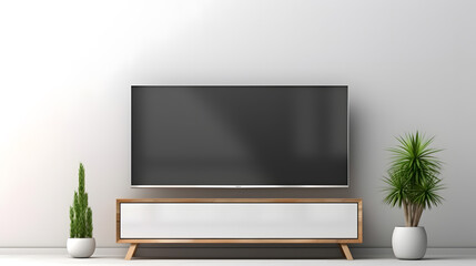 smart tv blank screen hanging on modern interior