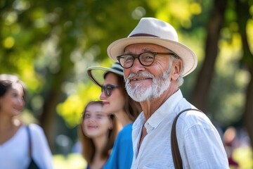 Happy Elderly with Grandchildren Smiling Senior with Loving Family