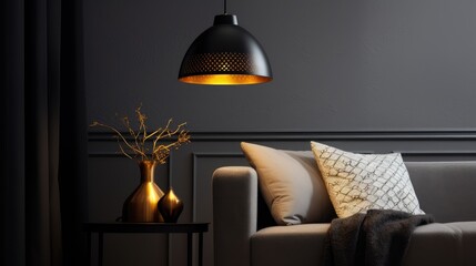 Illuminate luxury living! Invest in modern elegance with an isolated black decorative lamp.