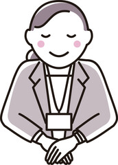  Illustration of a business woman (bowing her head)