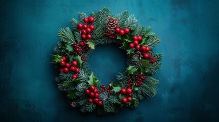 Holiday Decor: Spruce Branch And Holly Berry Wreath For Christmas, Ideal For Photo Placement. Сoncept Diy Holiday Wreaths, Festive Home Decor, Christmas Wreath Inspiration, Holiday Photo Props
