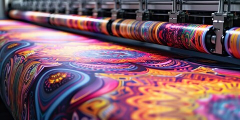 Innovative Industrial Printer Producing Stunning, Elaborate Designs On Oversized Paper Rolls, Ample...