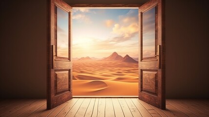 open door shows the way to new world - obrazy, fototapety, plakaty