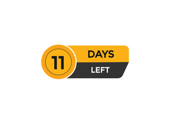 11 days left  countdown to go one time,  background template,11 days left, countdown sticker left banner business,sale, label button,