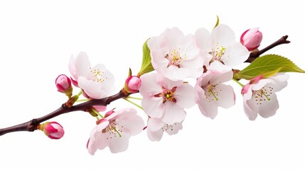 Blossom of a cherry tree isolated over white background