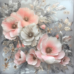 Blumen zum Dekorieren einer Hochzeitskarte, Pfingstrosen, hellrosa Aquarell Stil, einzelne Gestecke  17
