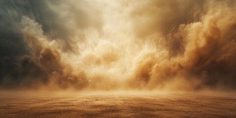 Transparent Sandstorm Clouds Of Dust And Dirt Create A Textured Scene, Copy Space. Сoncept Nature's Fury, Dust Devil Dance, Atmospheric Whirlwind, Encased In Dust, Surreal Landscape - obrazy, fototapety, plakaty