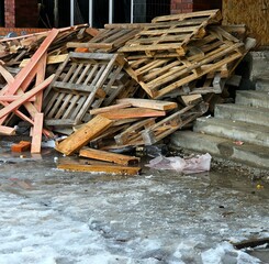 board dump in the city, construction waste