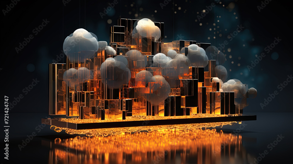 Aufkleber Cloud shaped technology abstraction. Connection and data storage concept.