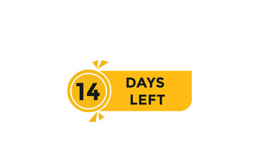 14 days left  countdown to go one time,  background template,14 days left, countdown sticker left banner business,sale, label button,