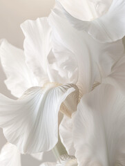 Close-up of a delicate white iris flower - Generative AI