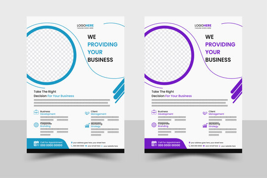 a bundle of 2 templates of a4 flyer, modern business flyer template, abstract business flyer and creative design, Abstract Colorful concepts and editable vector template design.