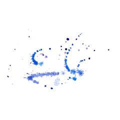 Watercolor abstract blue purple splashes, spatter . Isolated hand drawn illustration pastel splashes, blob of ink paint. Template for backdrop, card, packaging, textile and sticker, sales advertising