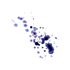Watercolor abstract blue purple splashes, spatter . Isolated hand drawn illustration pastel splashes, blob of ink paint. Template for backdrop, card, packaging, textile and sticker, sales advertising