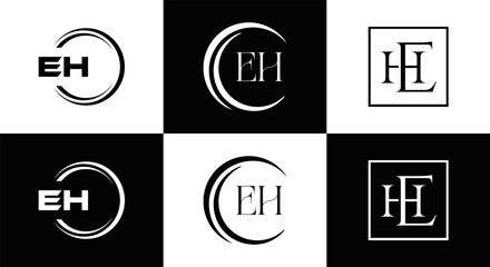 EH logo.  design. White EH letter. EH,  letter logo design. Initial letter EH linked circle uppercase monogram logo.  letter logo vector design. top logo, Most Recent, Featured,