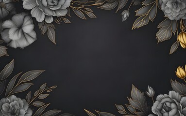 Blackboard background with flower frame drawing