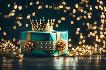 gift and crown with light colors