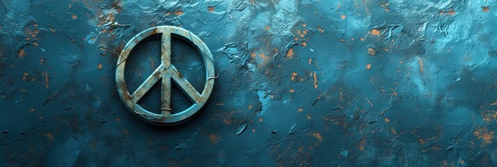 Peace sign 3D render on banner with copy space