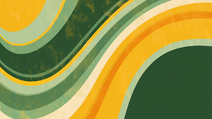 Mustard, sage, & forest green retro groovy background vector presentation design