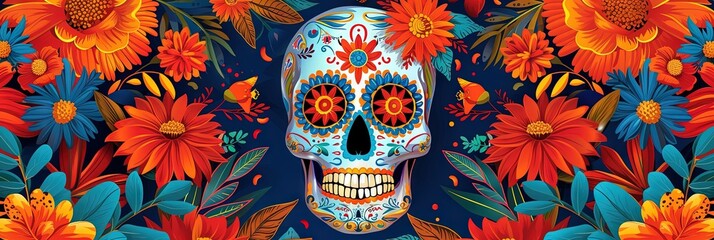 Calavera (sugar skull). Dia de los Muertos concept for Mexican cultural heritage