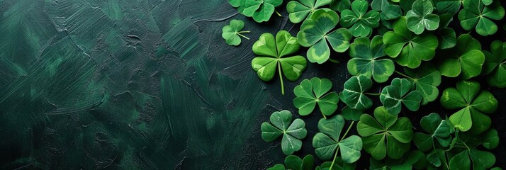shamrocks and four leaf clovers with copy space