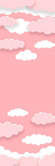 Pink sky background. Valentine's day concept. Vector illustration, banner. Copy space.