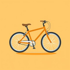 Fototapeta na wymiar Flat image of a bicycle on an orange background. Simple vector image of a bicycle. Digital illustration