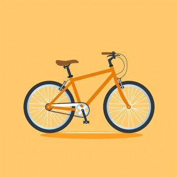 Flat image of a bicycle on an orange background. Simple vector image of a bicycle. Digital illustration