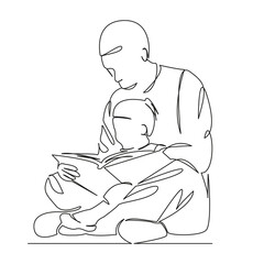 dad reading a book to child